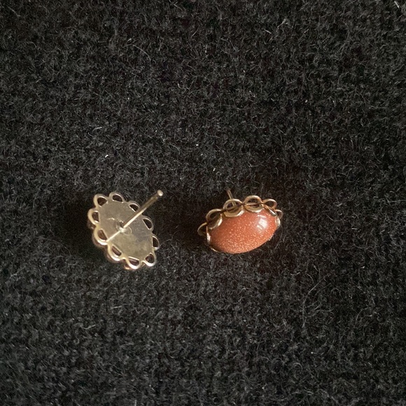 Vintage Goldstone Stud Earrings - Picture 2 of 2